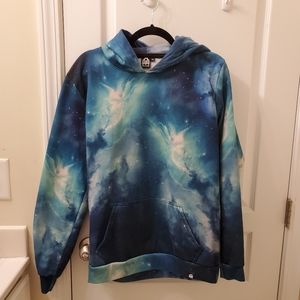 Iheartraves light green and blue galaxy hoodie.